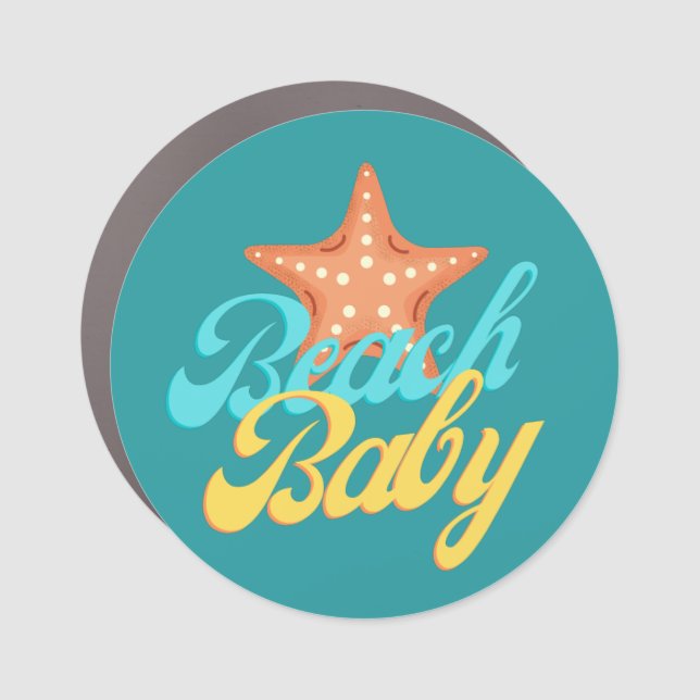 Summery Beach Baby Word Art Car Magnet (Front)