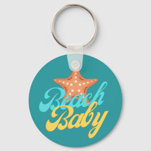 Summery Beach Baby Word Art  Keychain
