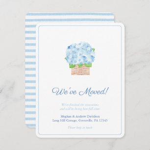 Summery Blue And White Hydrangea Change of Address Announcement