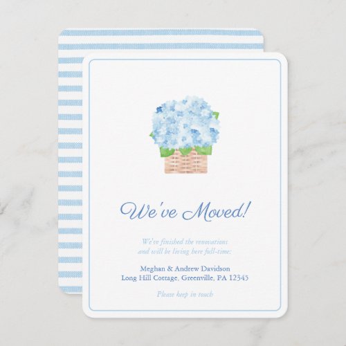 Summery Blue And White Hydrangea Change of Address Announcement