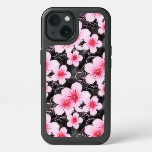 Summery Bright Pastel Pink Hibiscus Floral Pattern iPhone 13 Case