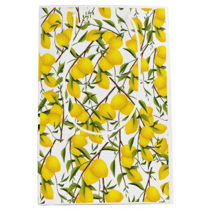 Summery Citrus Lemon Tree Branches   Medium Gift Bag
