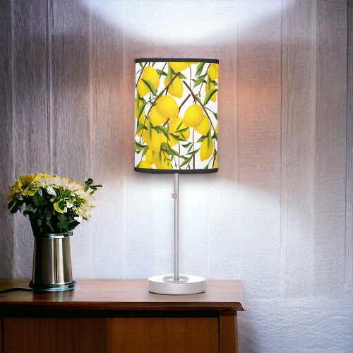 Summery Citrus Lemon Tree Branches Table Lamp