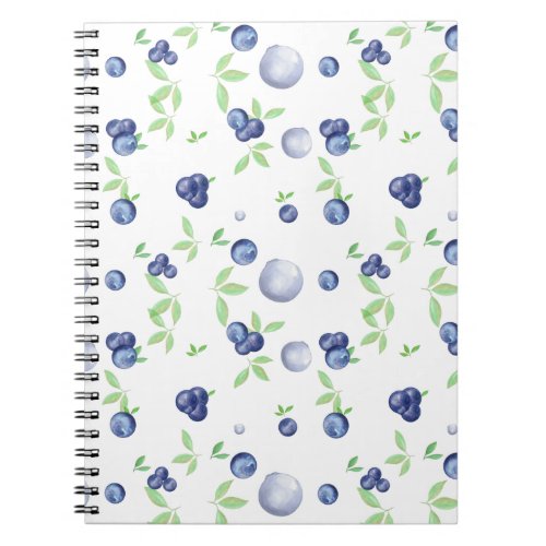 Summery Fresh Watercolor Blueberry Notebook