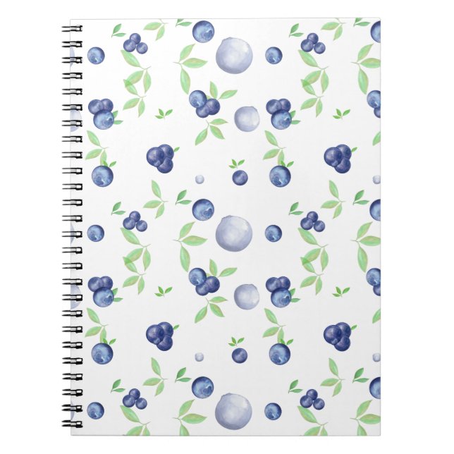 Summery Fresh Watercolor Blueberry Notebook (Front)