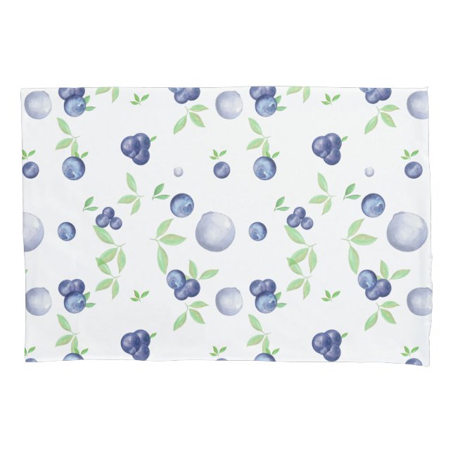 Summery Fresh Watercolor Blueberry  Pillow Case (Front)