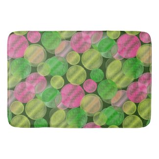 Summery Green and Pink Circles on Bathmat