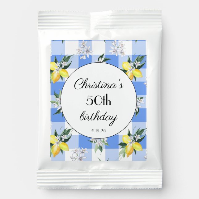 Summery Lemon Blue Check  Margarita Drink Mix (Front)