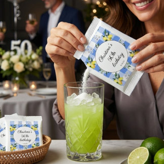 Summery Lemon Themed Yellow and Blue Margarita Drink Mix