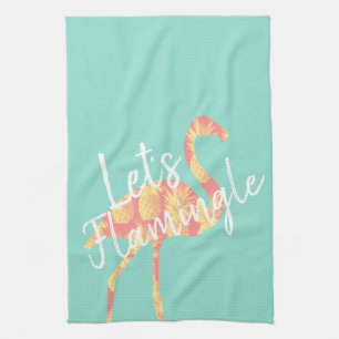 Summery Let's Flamingle Pineapples Flamingo Towel