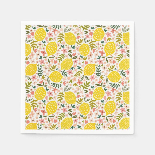Summery Pink Lemonade Flower Napkins (Front)