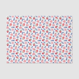 Summery Red White Blue Strawberries Blueberries Tissue Paper