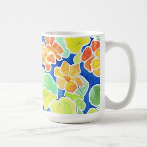 Summery Scarlet Red Orange and Yellow Nasturtiums Coffee Mug