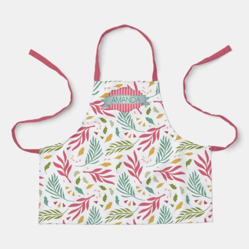 Summery Scattered Leaf Pattern ID387 Apron