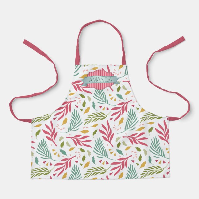 Summery Scattered Leaf Pattern ID387 Apron (Front)
