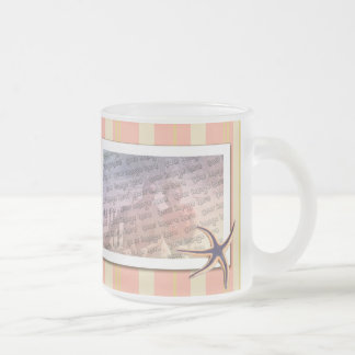Summery stripes frosted glass coffee mug