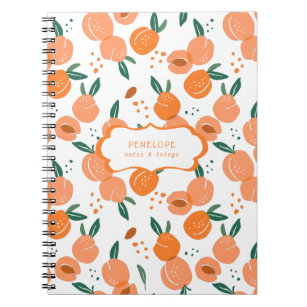 Summery Sweet Peach Pattern   Monogram Notebook