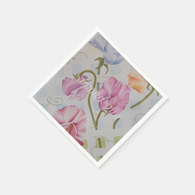 SUMMERY SWEET PEAS PAPER NAPKINS (Corner)