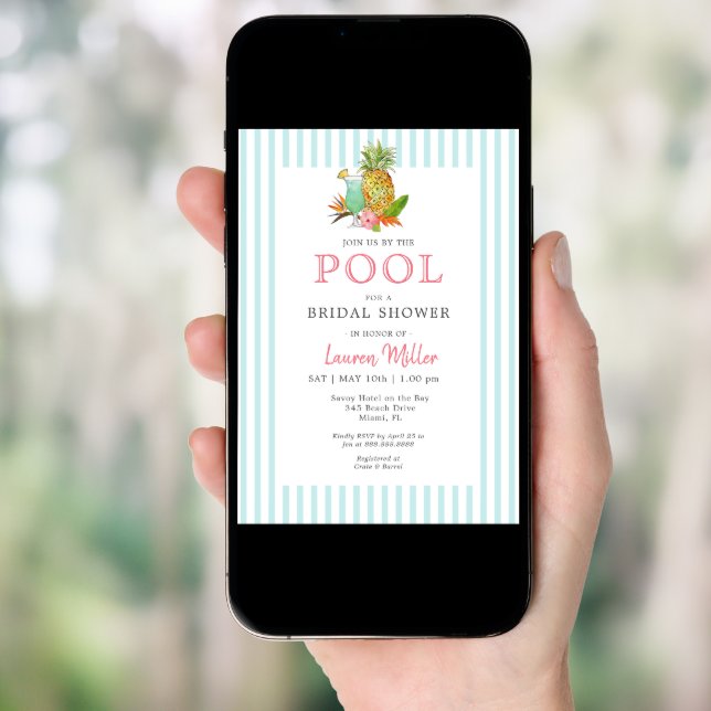 Summery Tropical drinks shower Invitation (Front Digital)