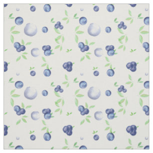 Summery Watercolor Blueberry Fabric