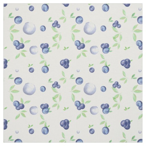 Summery Watercolor Blueberry Fabric