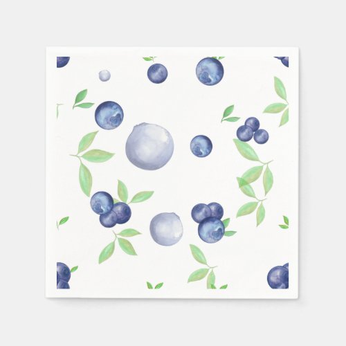 Summery Watercolor Blueberry Napkins