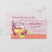 Summery Watercolor Cocktail Events Bartender Business Card (Front/Back)