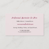 Summery Watercolor Cocktail Events Bartender Business Card (Back)