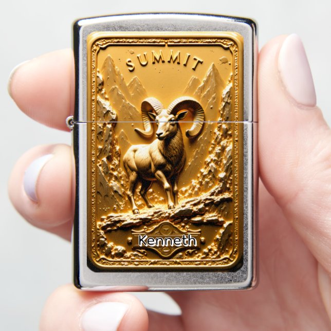 Summit Mountain Ram Kenneth Custom Zippo Lighter (In Hand)