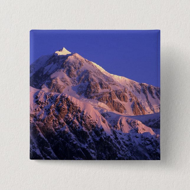 Summit of Denali Peak Mt. McKinley) at Pinback Button (Front)