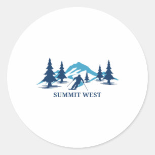 Summit West Washington Ski Resort Skiing Skier Classic Round Sticker