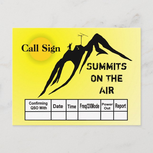 Summits On The Air Silhouette QSL Card (Front)