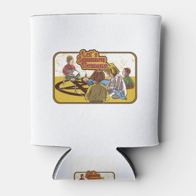 Summon Demons Retro Vintage Horror Halloween Can Cooler (Front)