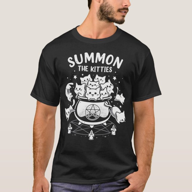 Summon The Kitties - Witchy Cat Ritual T-Shirt (Front)