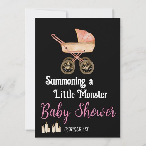 Summoning a Little Monster Baby shower Halloween Invitation
