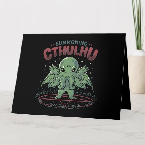 Summoning Cthulhu Halloween Ritual Funny Cute Cthu Card