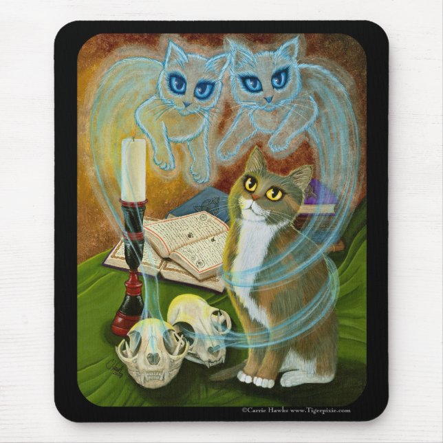 Summoning Old Friends, Ghost Cat Art Mousepad (Front)