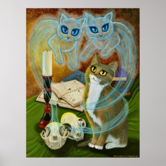 Summoning Old Friends, Ghost Cats Art Poster