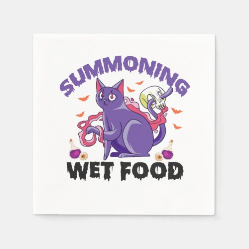 Summoning Wet Food Funny Spooky Witch Cat Gift  Napkins