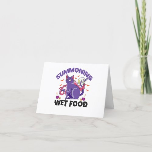 Summoning Wet Food Funny Spooky Witch Cat Gift  Thank You Card