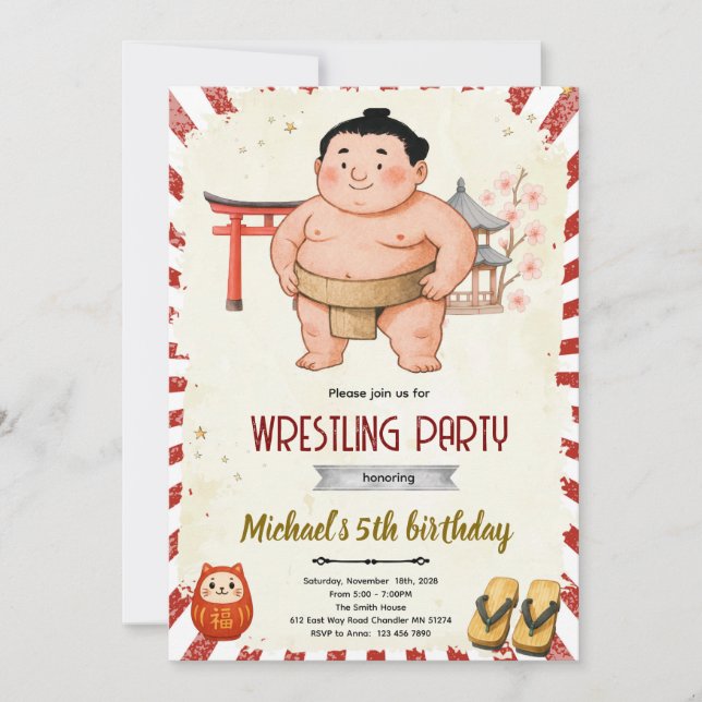 Sumo birthday party invitation (Front)