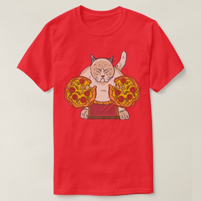 Sumo cat pizza  T-Shirt (Design Front)