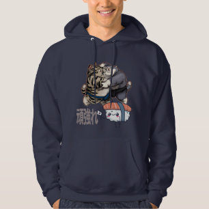 Sumo Cats Fighting for Kawaii Sushi Japanese Hoodie