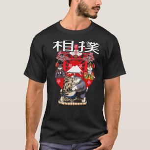 Sumo Cats Wrestlers Vintage Japanese Culture Sumo T-Shirt