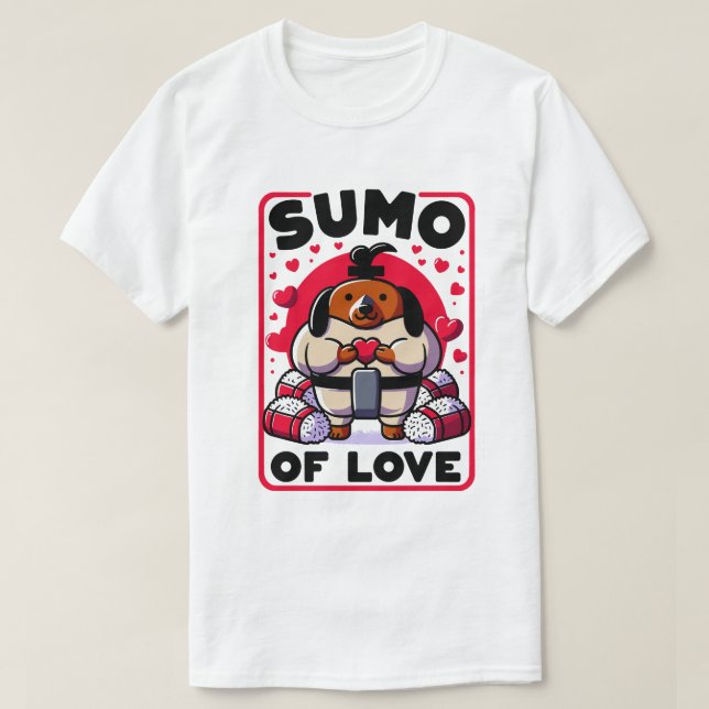 Sumo Love Champion Dachshund - Heart Onigiri T-Shi T-Shirt (Design Front)
