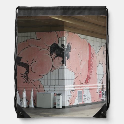 Sumo Mural Wall Art Drawstring Bag