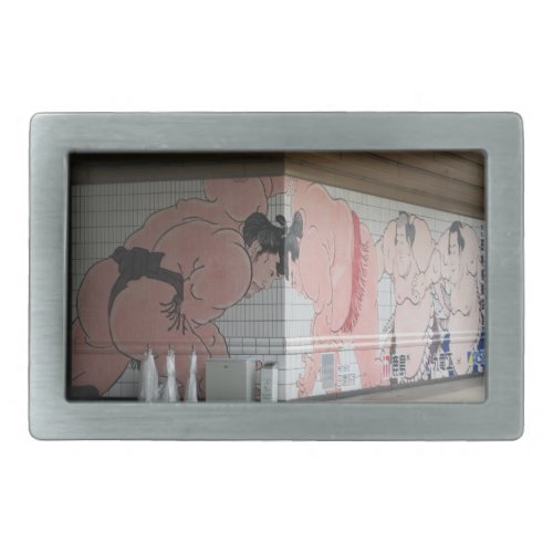 Sumo Mural Wall Art Rectangular Belt Buckle