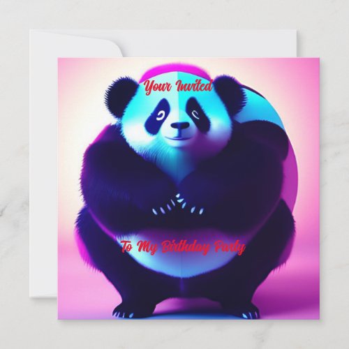 Sumo Panda The Bamboo Gnasher Birthday Invitation