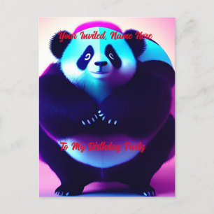 Sumo Panda The Bamboo Gnasher, Invitation Postcard