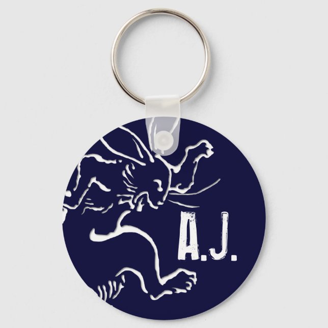 Sumo Rabbit + your initials! Keychain (Front)